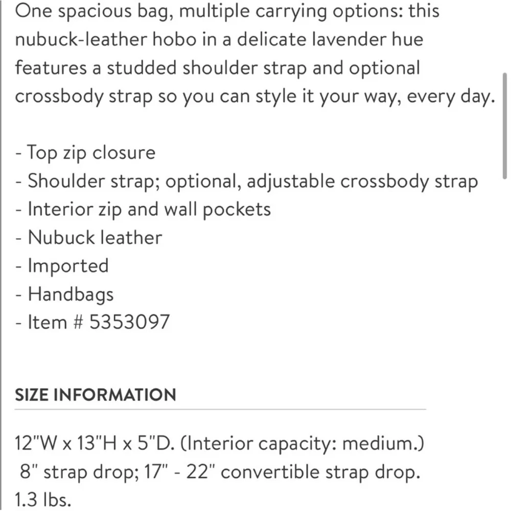 Rebecca Minkoff Lavender Leather Hobo Crossbody Studded Bag